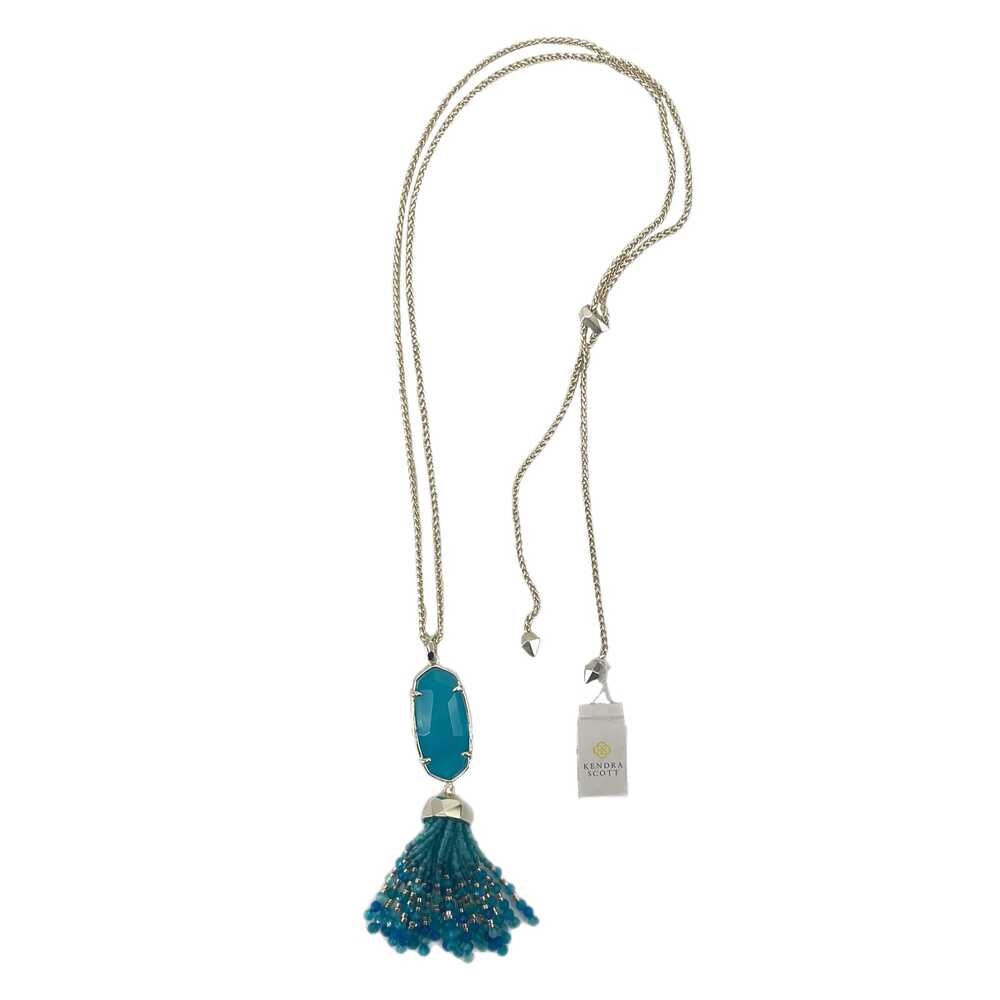 Kendra Scott Eva Necklace Gold Blue Hexagon Howlite 32in Slide